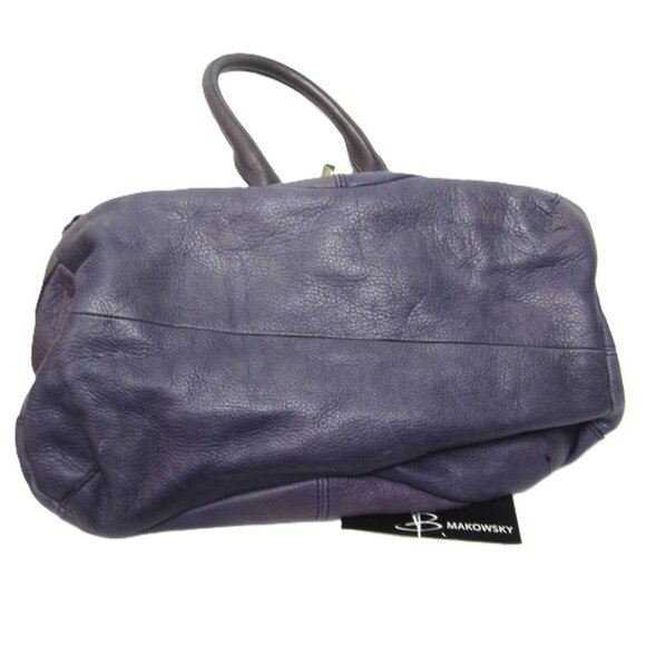 NWT B. Makowsky Purple Leather Shoulder Bag Tote Flaw - Picture 10 of 10